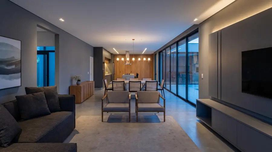 Projeto real dirigido com IA — sala de jantar